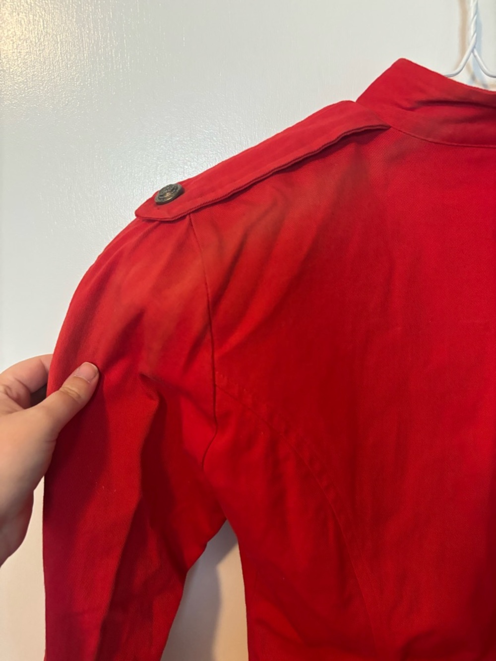 Vintage 80s Quiet Luxury Feminine Studio L.A. Vibrant Red Collared Jacket Dress - Picture 5 of 6